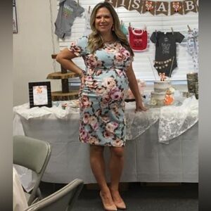 Pinkblush blue floral maternity dress - worn once
